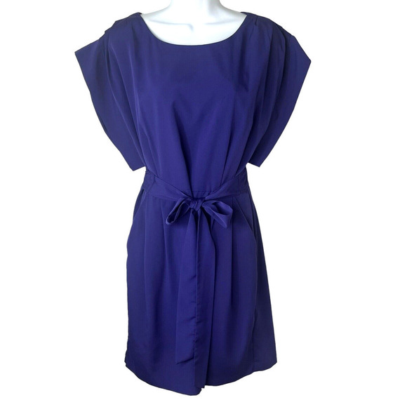 Eliza J Women’s Size 12 Sheath Dress Lined Pockets Tie Waist Purple Cocktail - Picture 4 of 11